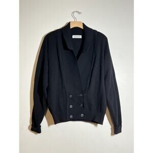 Gloria Sachs EUC Black 100% Cashmere Double Breasted Cardigan Sweater M
